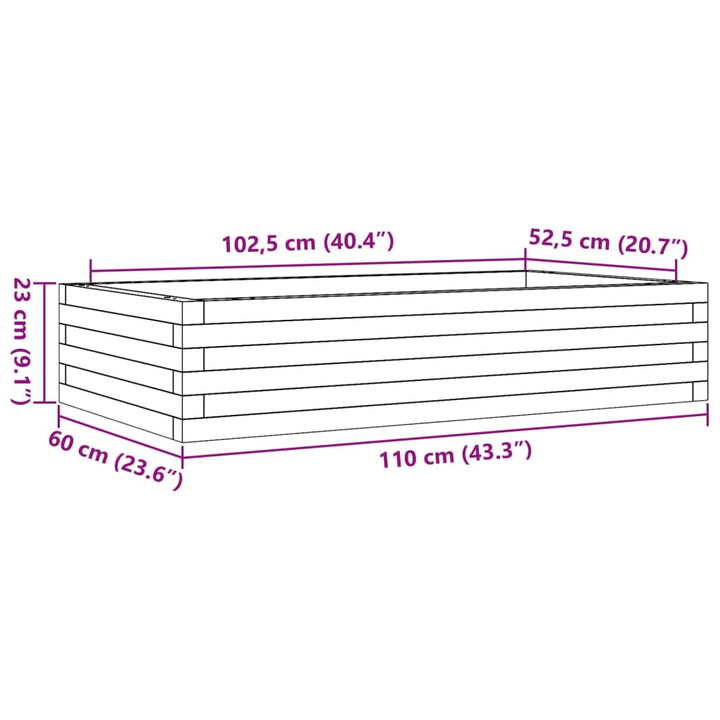 Plantenbak 110x60x23 cm massief grenenhout