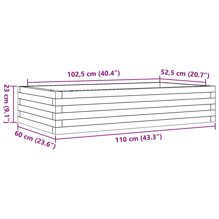 Plantenbak 110x60x23 cm geïmpregneerd grenenhout