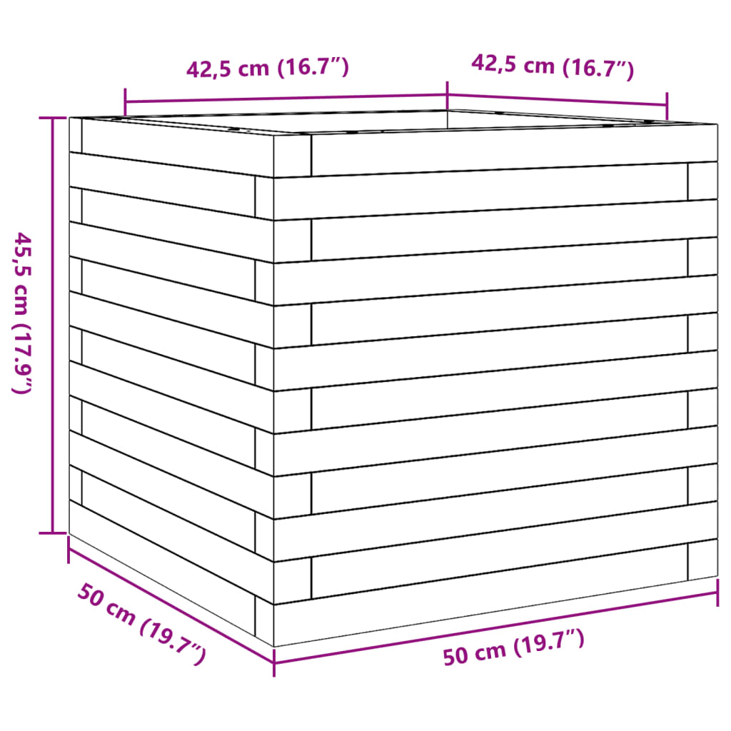 Plantenbak 50x50x45,5 cm massief grenenhout