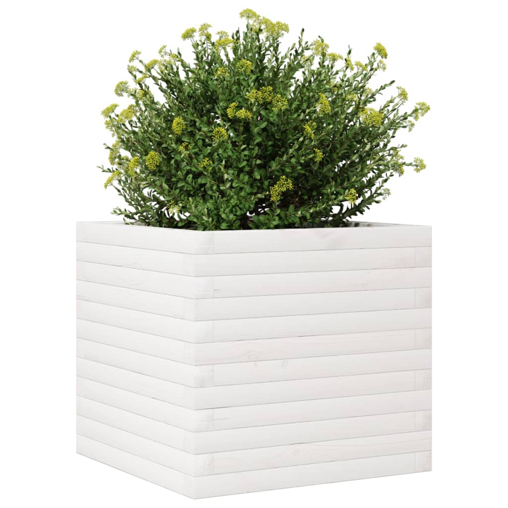 Plantenbak 50x50x45,5 cm massief groenenhout wit