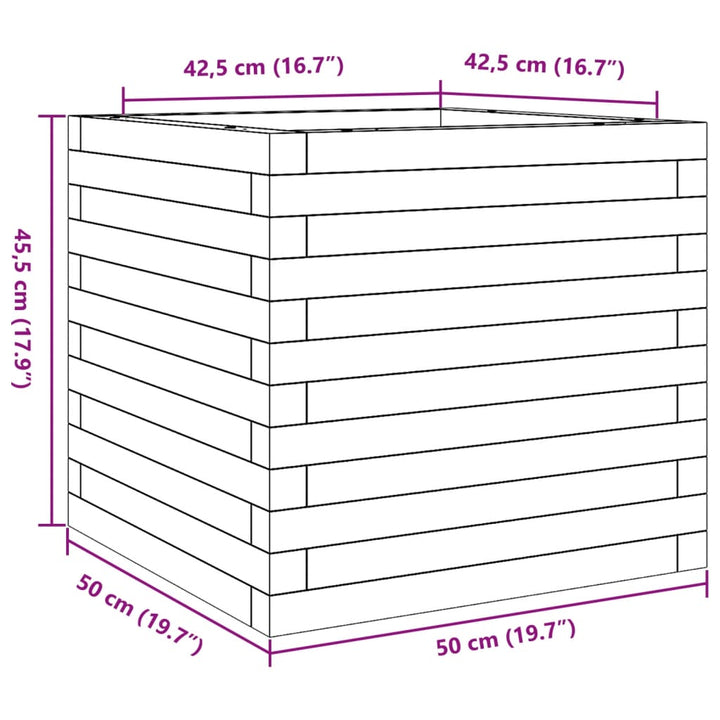 Plantenbak 50x50x45,5 cm massief grenenhout wasbruin