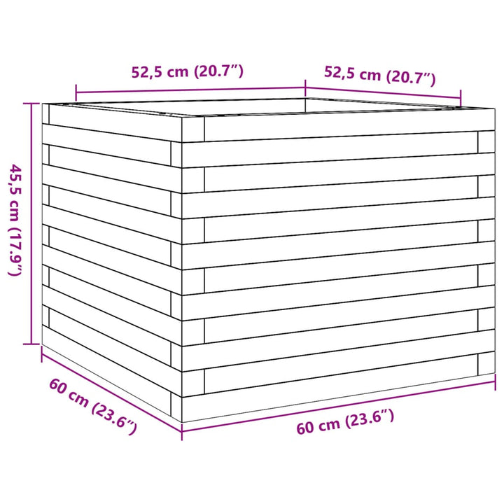 Plantenbak 60x60x45,5 cm massief groenenhout wit