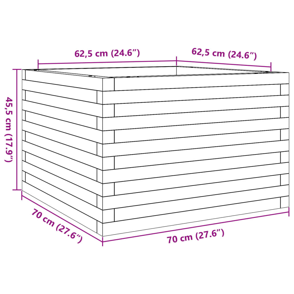 Plantenbak 70x70x45,5 cm massief grenenhout