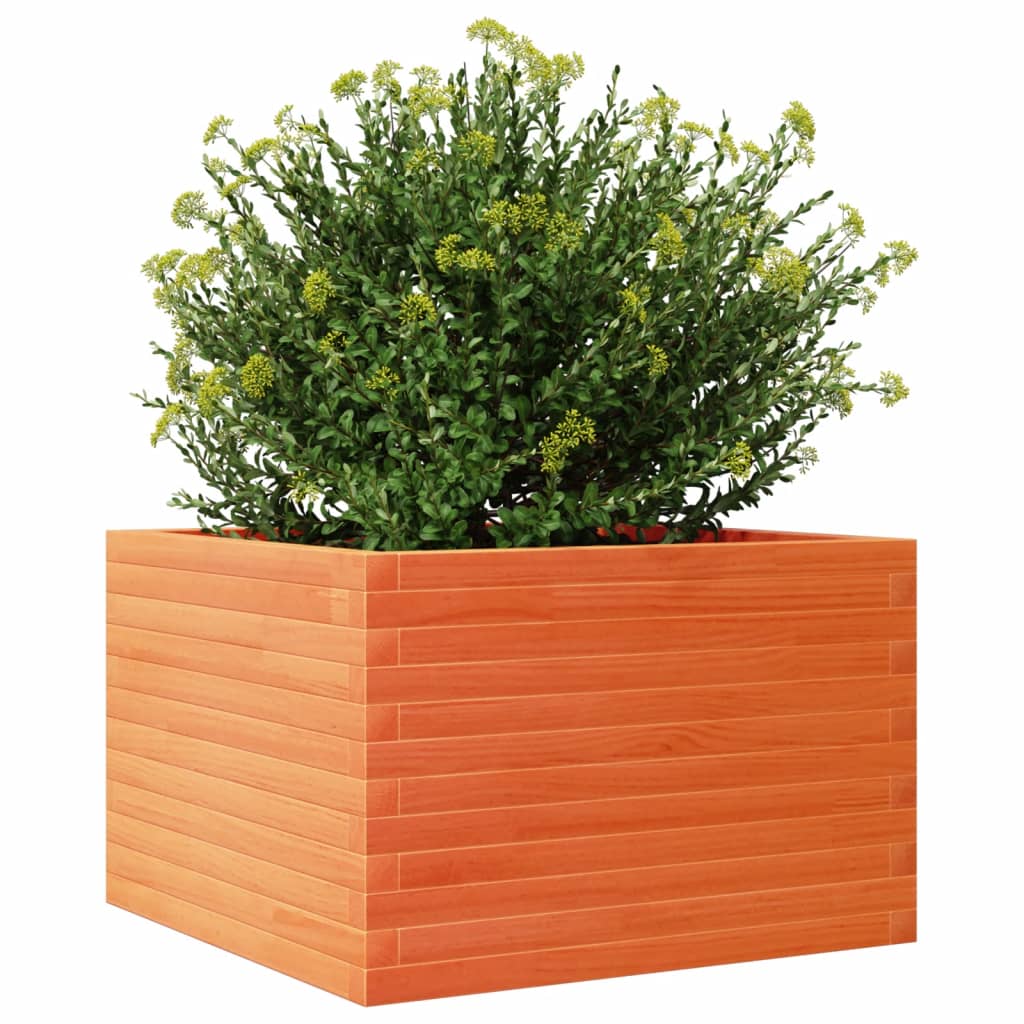 Plantenbak 70x70x45,5 cm massief grenenhout wasbruin