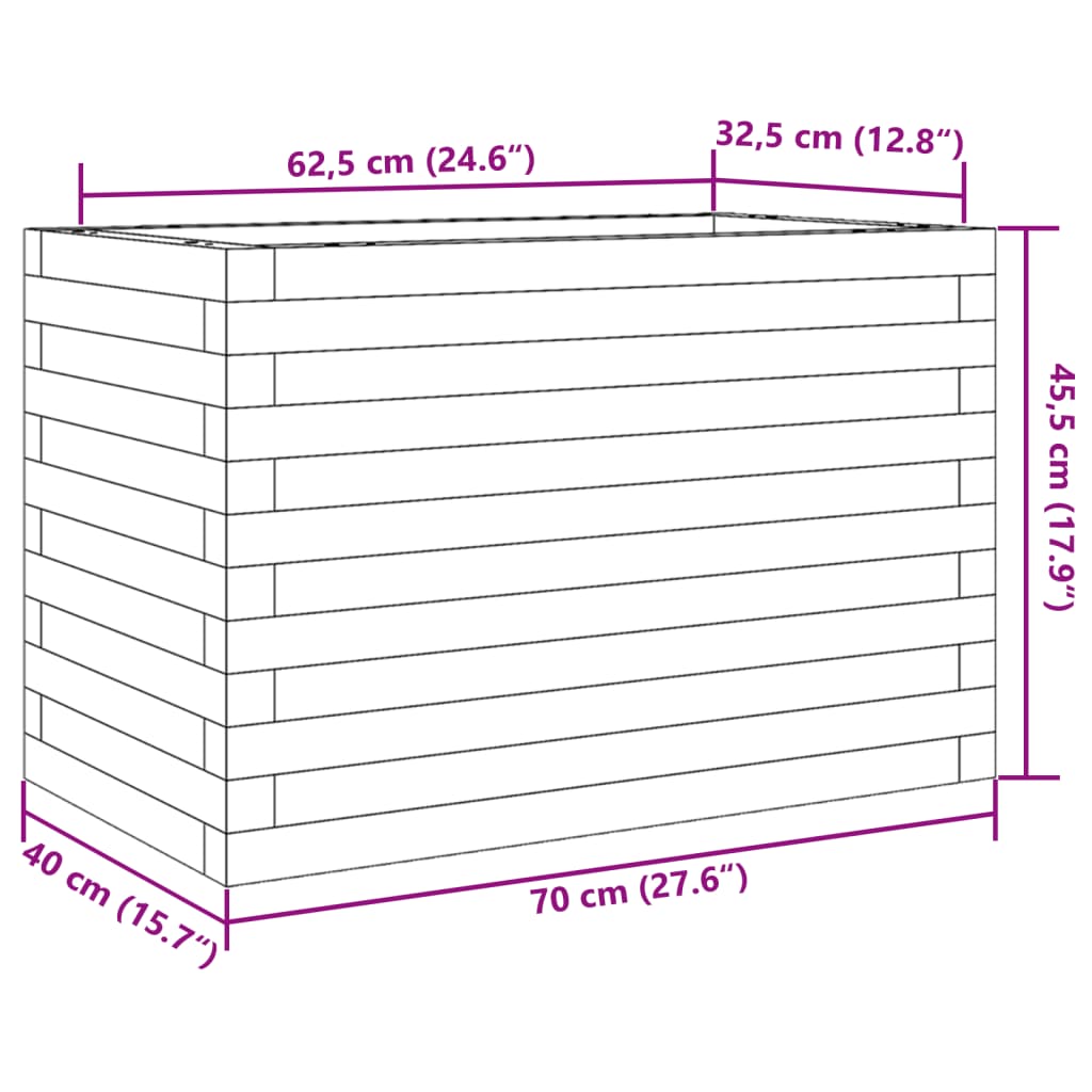 Plantenbak 70x40x45,5 cm massief grenenhout