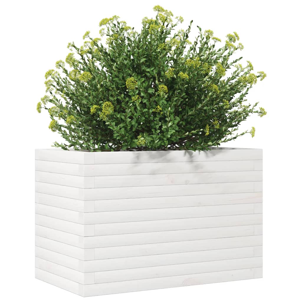 Plantenbak 70x40x45,5 cm massief grenenhout wit