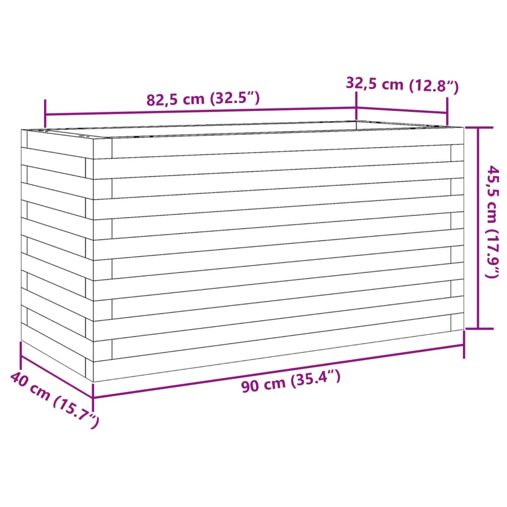 Plantenbak 90x40x45,5 cm massief grenenhout