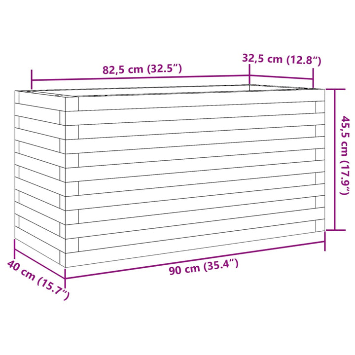 Plantenbak 90x40x45,5 cm massief grenenhout wit