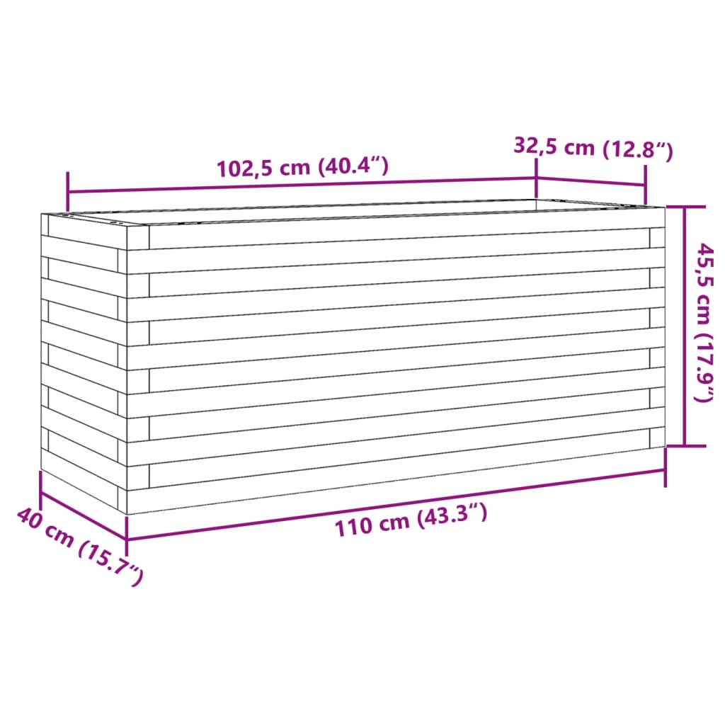 Plantenbak 110x40x45,5 cm massief grenenhout