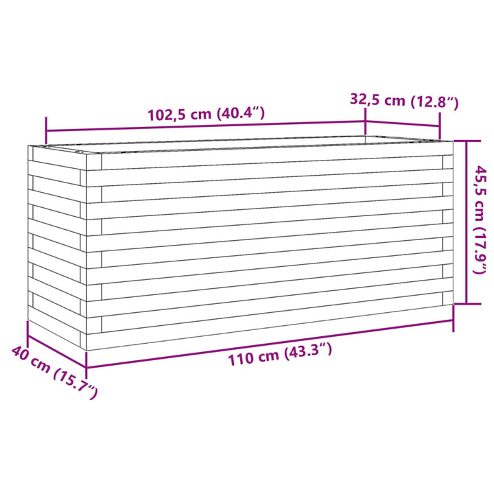 Plantenbak 110x40x45,5 cm massief groenenhout wasbruin