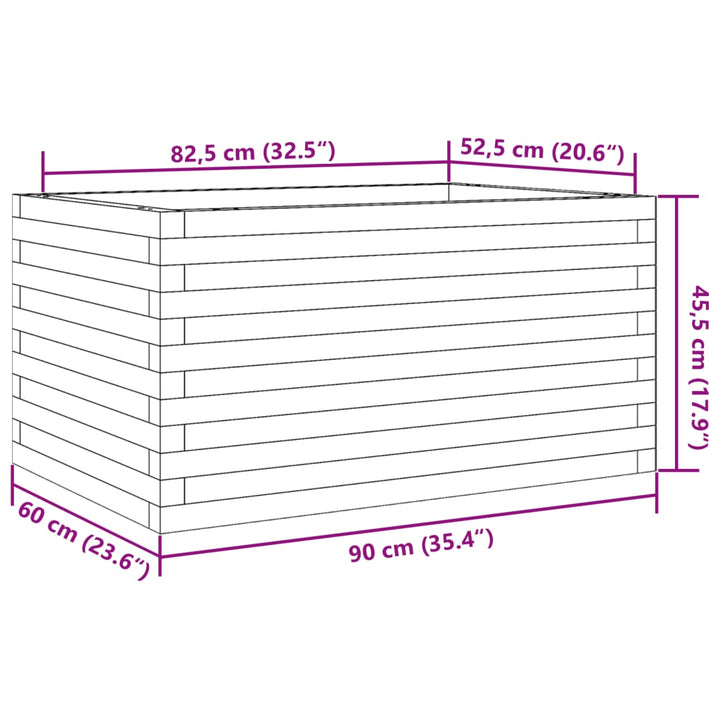 Plantenbak 90x60x45,5 cm massief groenhout