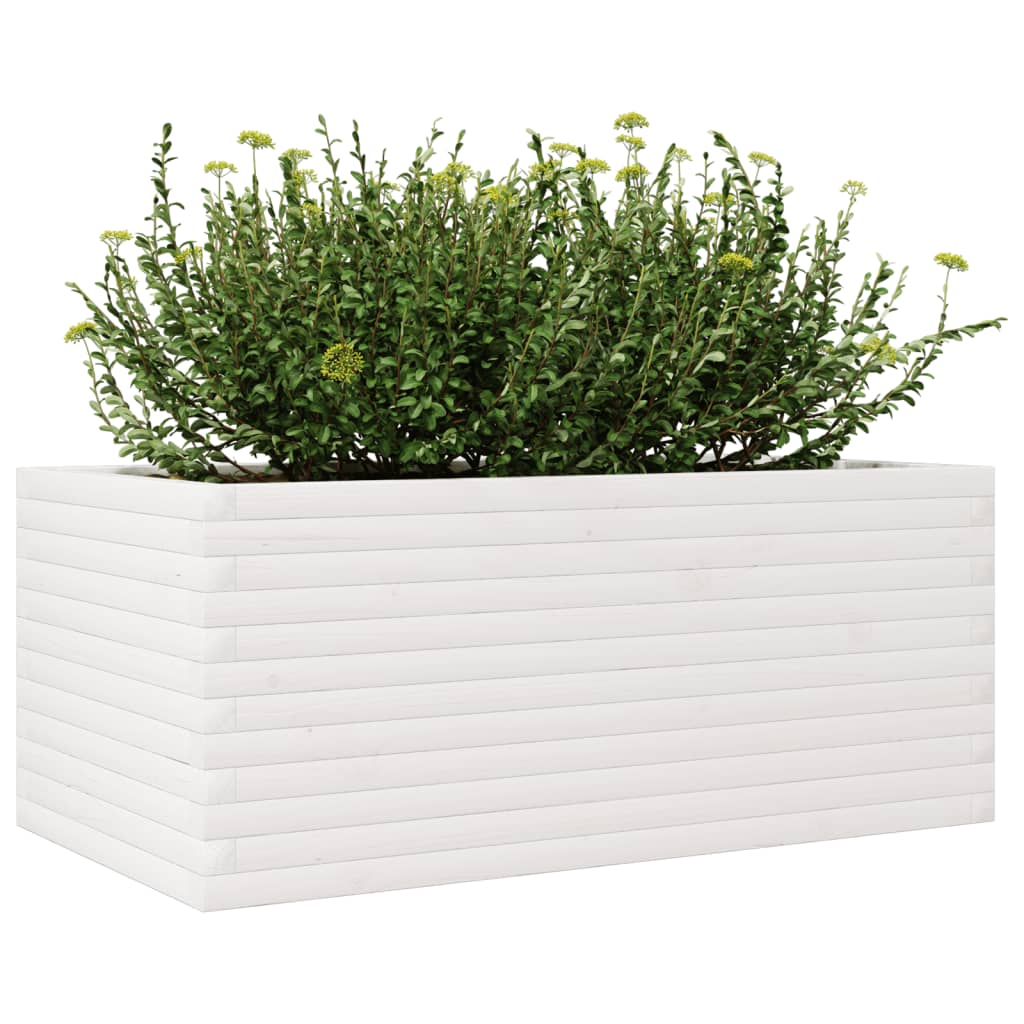 Plantenbak 110x60x45,5 cm massief grenenhout wit