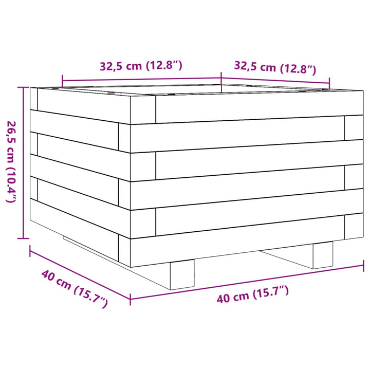 Plantenbak 40x40x26,5 cm massief grenenhout wasbruin