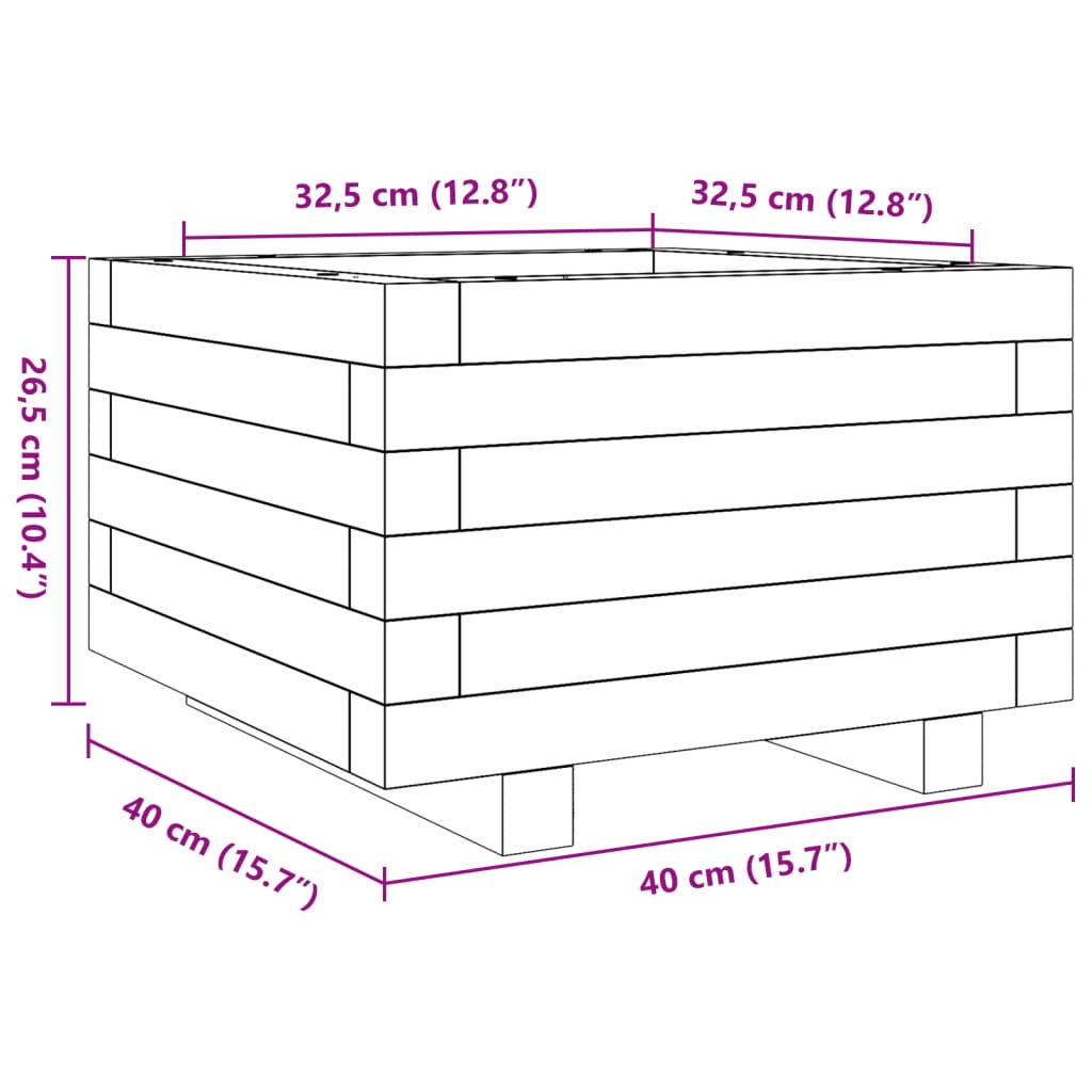 Plantenbak 40x40x26,5 cm massief douglashout