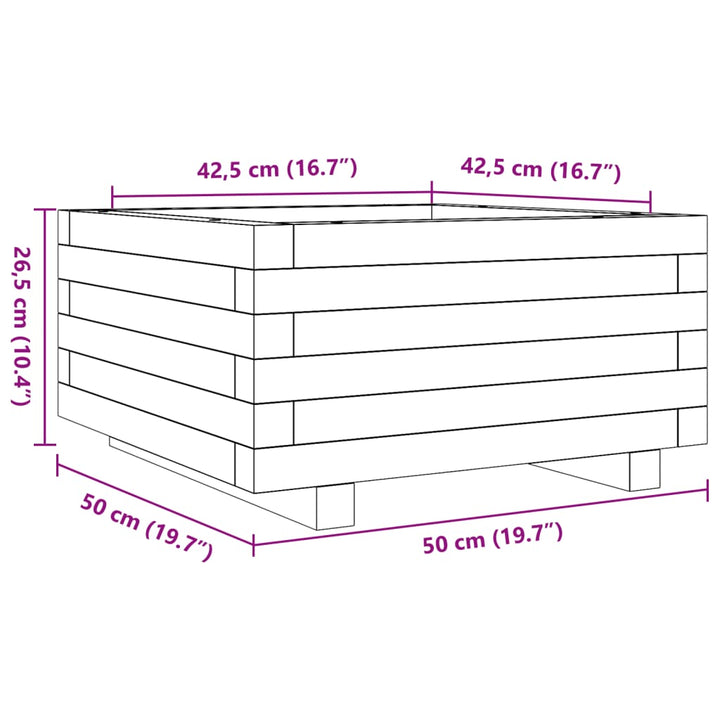 Plantenbak 50x50x26,5 cm massief grenenhout