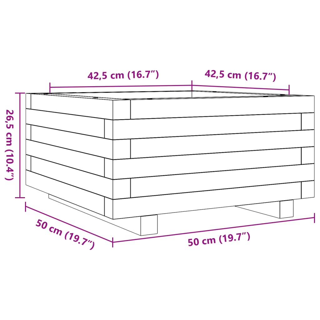 Plantenbak 50x50x26,5 cm massief douglashout