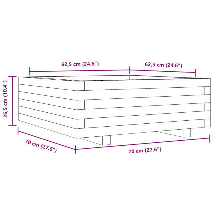 Plantenbak 70x70x26,5 cm massief groenhout