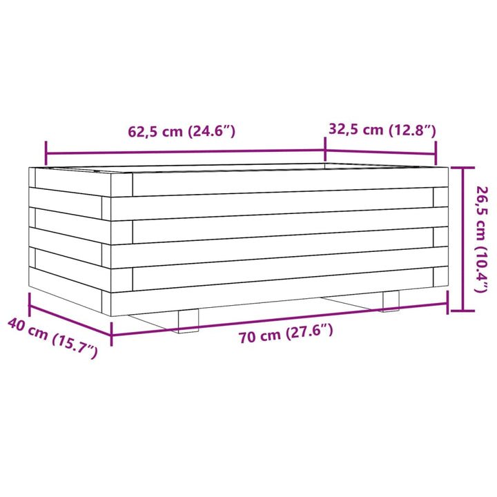 Plantenbak 70x40x26,5 cm massief groenhout