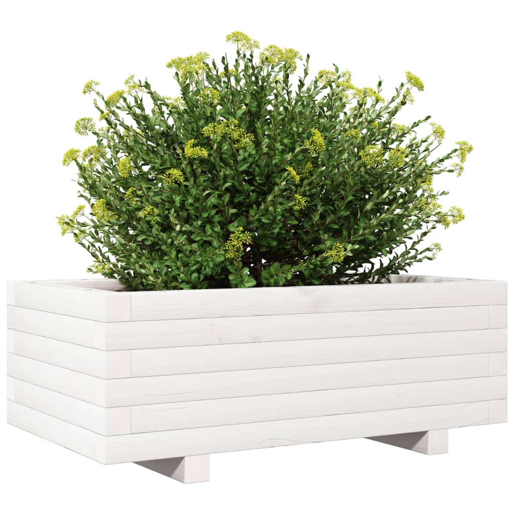 Plantenbak 70x40x26,5 cm massief grenenhout wit