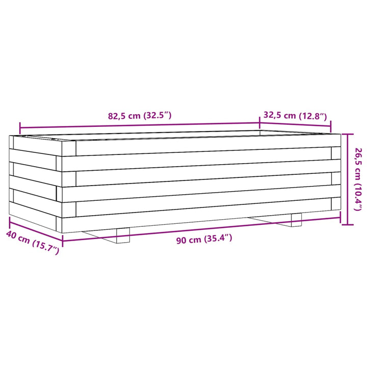 Plantenbak 90x40x26,5 cm massief grenenhout