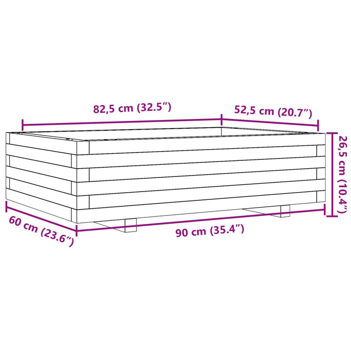 Plantenbak 90x60x26,5 cm massief grenenhout