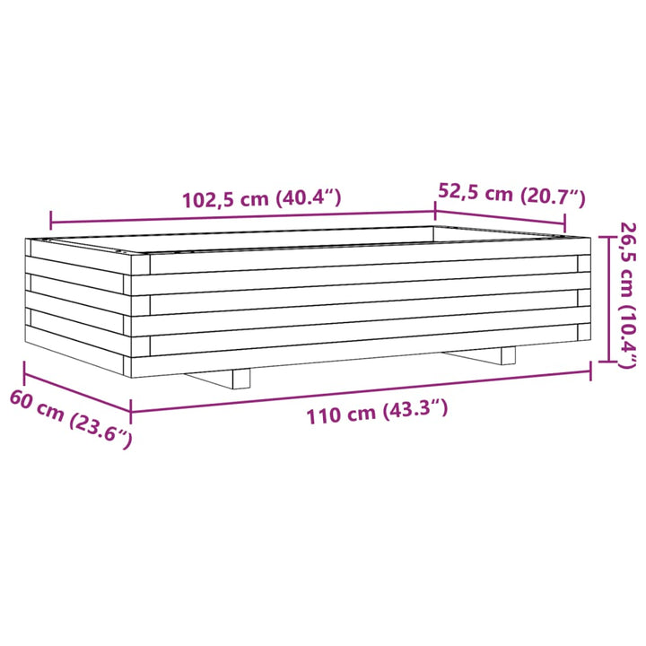 Plantenbak 110x60x26,5 cm geïmpregneerd grenenhout