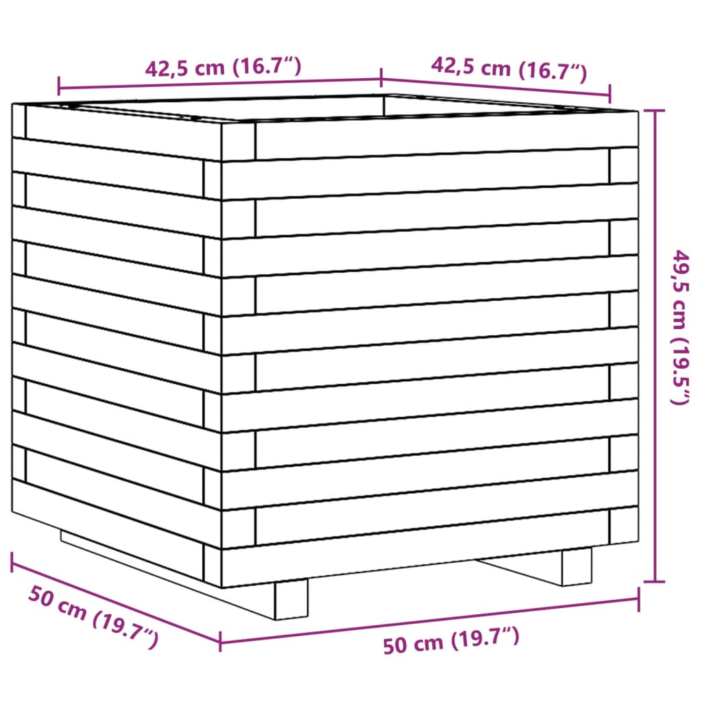 Plantenbak 50x50x49,5 cm massief groenhout