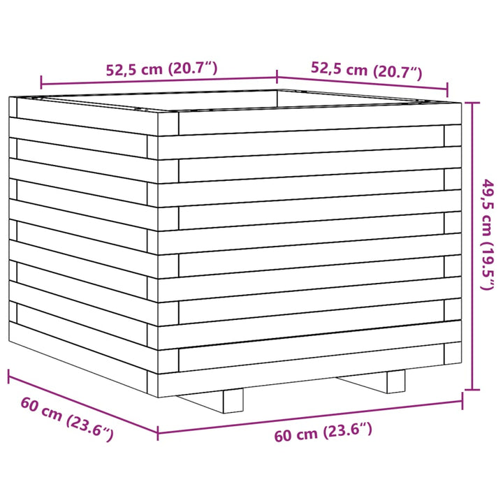 Plantenbak 60x60x49,5 cm massief grenenhout