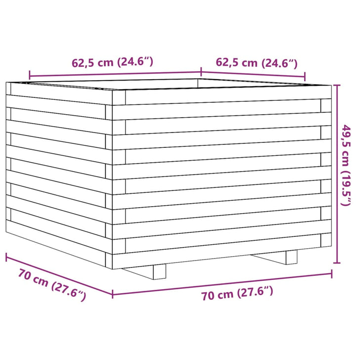 Plantenbak 70x70x49,5 cm massief grenenhout