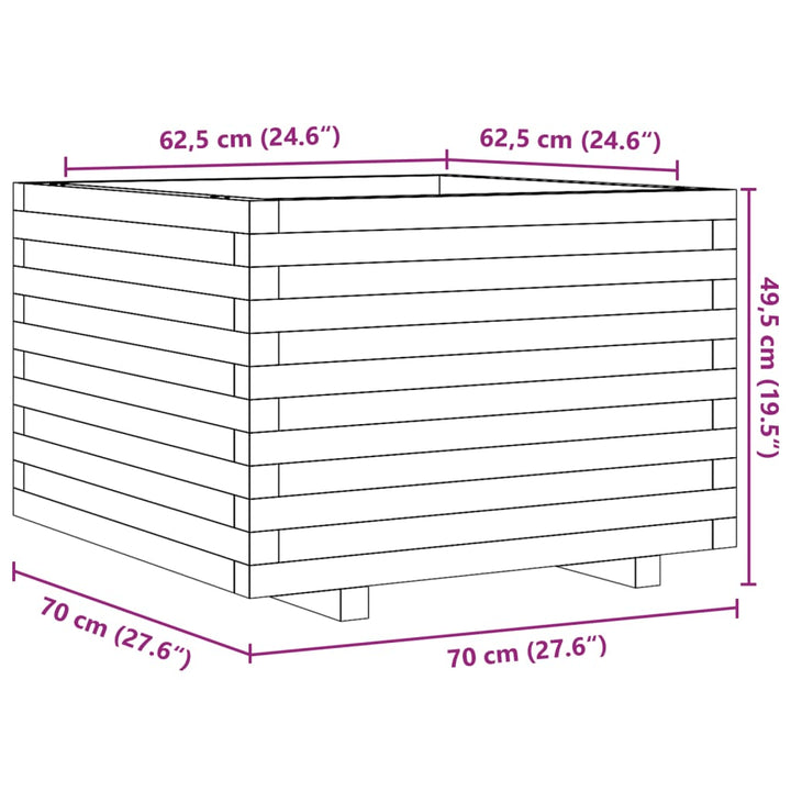 Plantenbak 70x70x49,5 cm massief douglashout