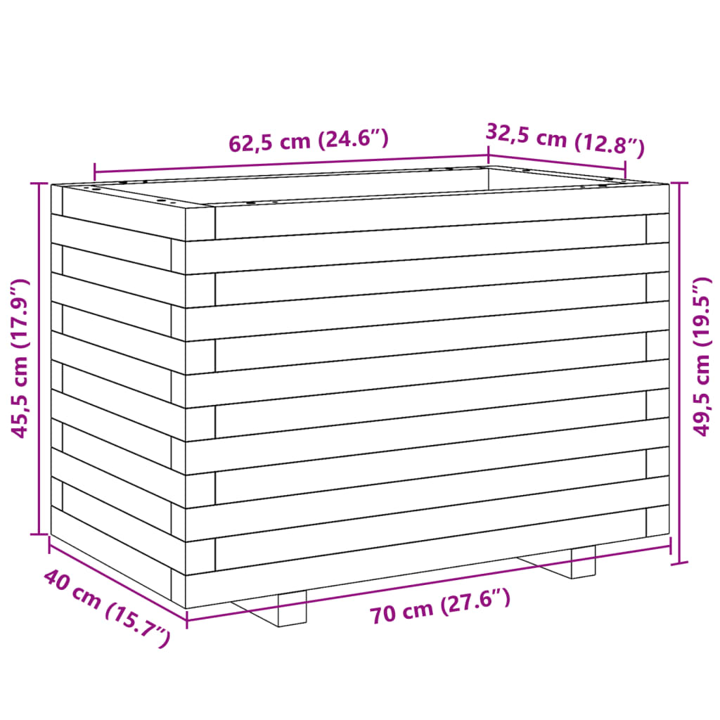 Plantenbak 70x40x49,5 cm massief grenenhout