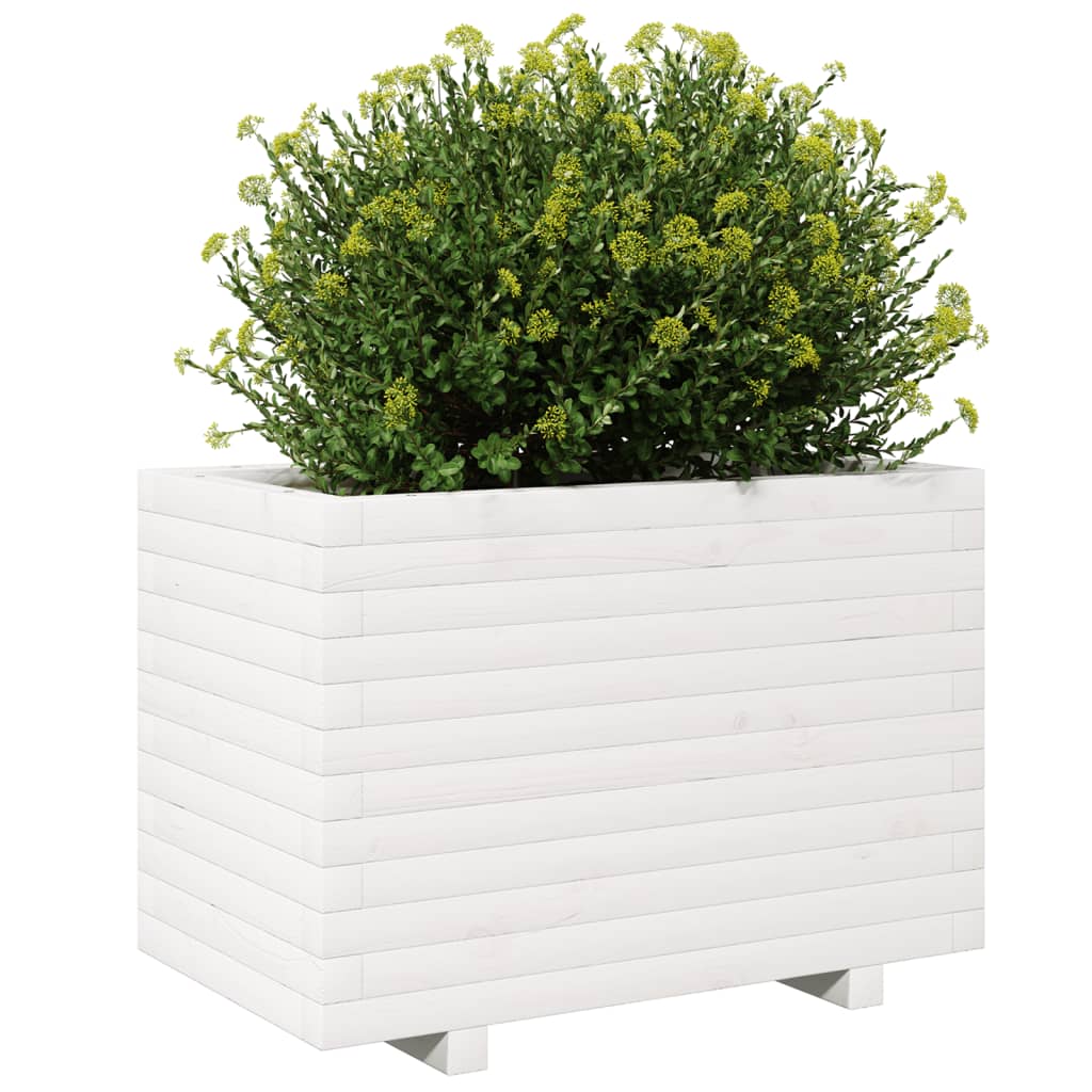 Plantenbak 70x40x49,5 cm massief grenenhout wit