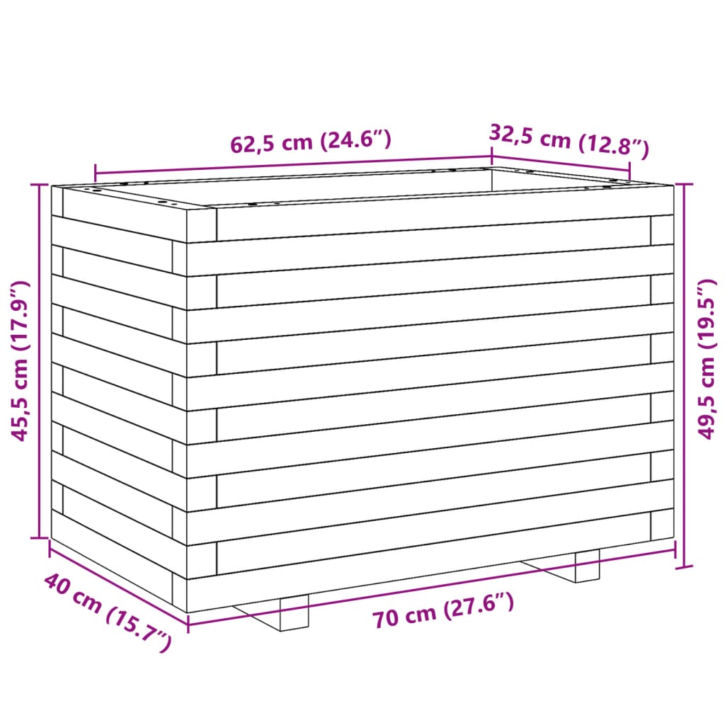 Plantenbak 70x40x49,5 cm geïmpregneerd grenenhout