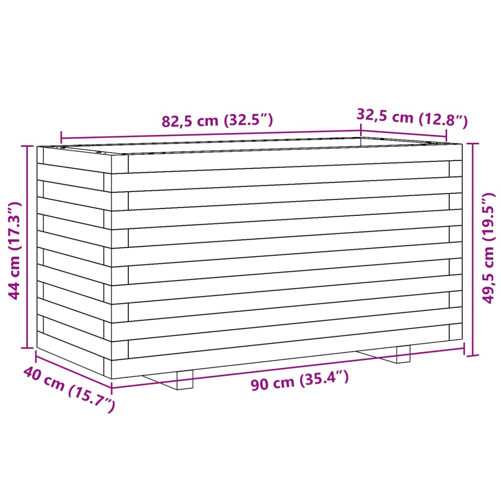 Plantenbak 90x40x49,5 cm massief grenenhout