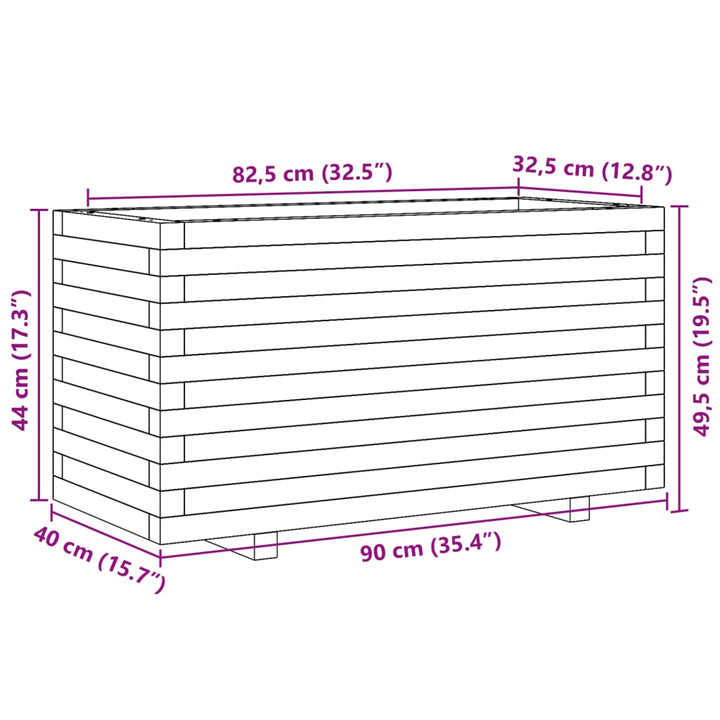 Plantenbak 90x40x49,5 cm massief grenenhout