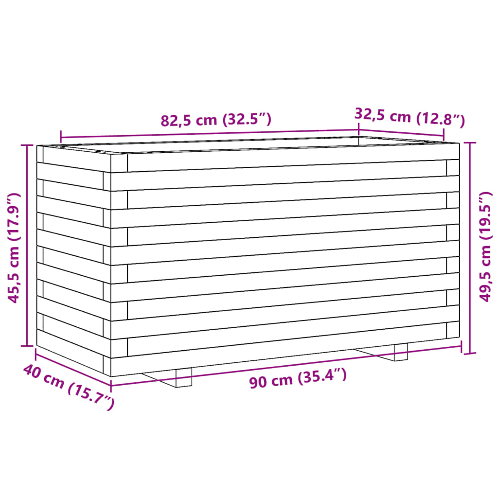 Plantenbak 90x40x49,5 cm massief douglashout