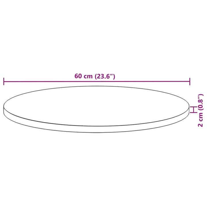 Tafelblad rond ø˜ 60x2 cm massief acaciahout