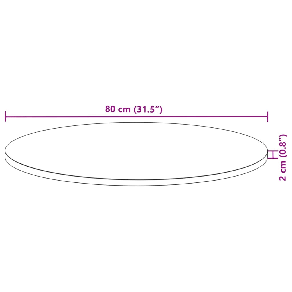 Tafelblad rond ø˜ 80x2 cm massief acaciahout