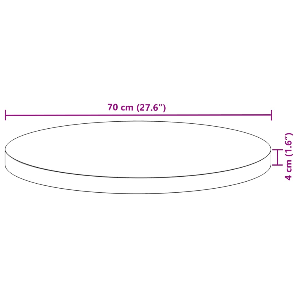 Tafelblad rond ø˜ 70x4 cm massief acaciahout