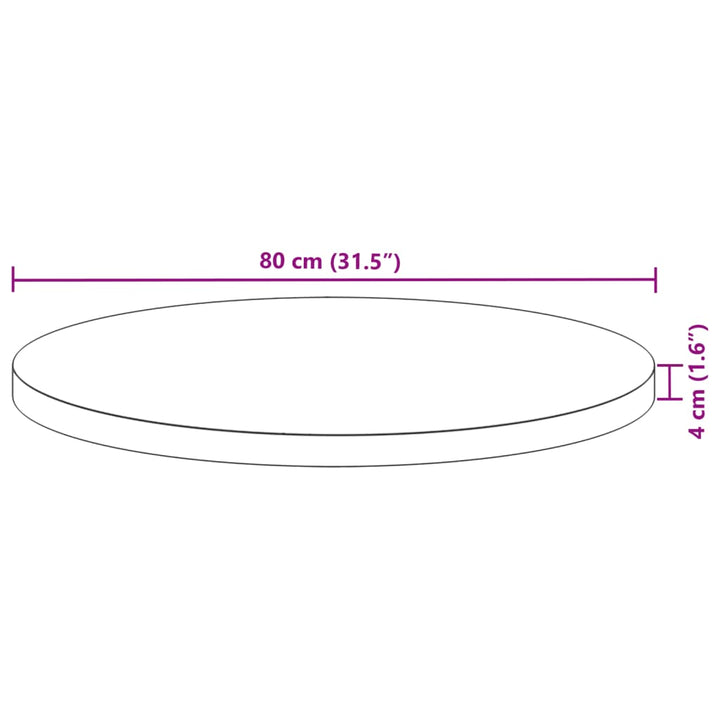 Tafelblad rond ø˜ 80x4 cm massief acaciahout