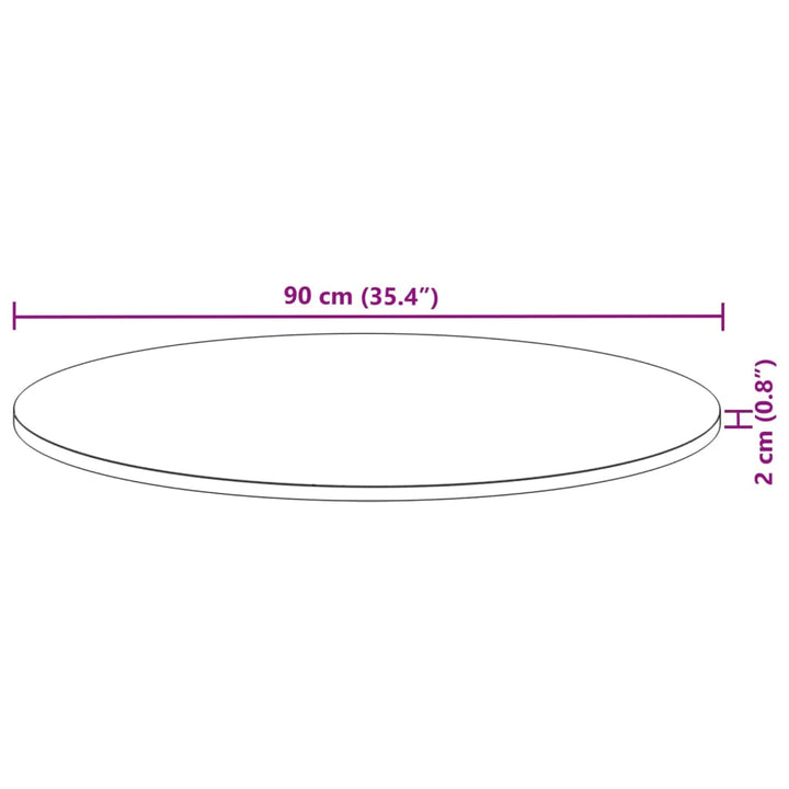 Tafelblad rond ø˜ 90x2 cm massief acaciahout