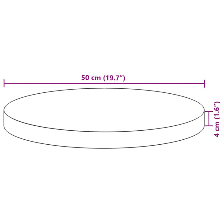 Tafelblad rond ø˜ 50x4 cm massief acaciahout