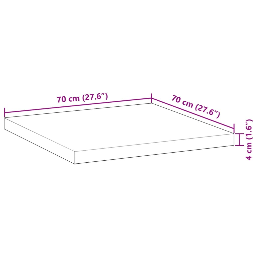 Tafelblad vierkant 70x70x4 cm massief acaciahout