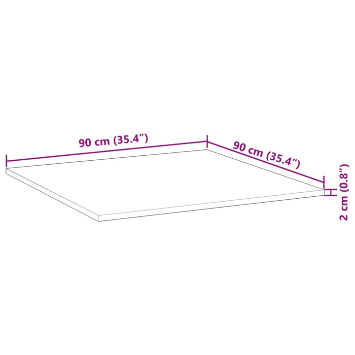 Tafelblad vierkant 90x90x2 cm massief acaciahout