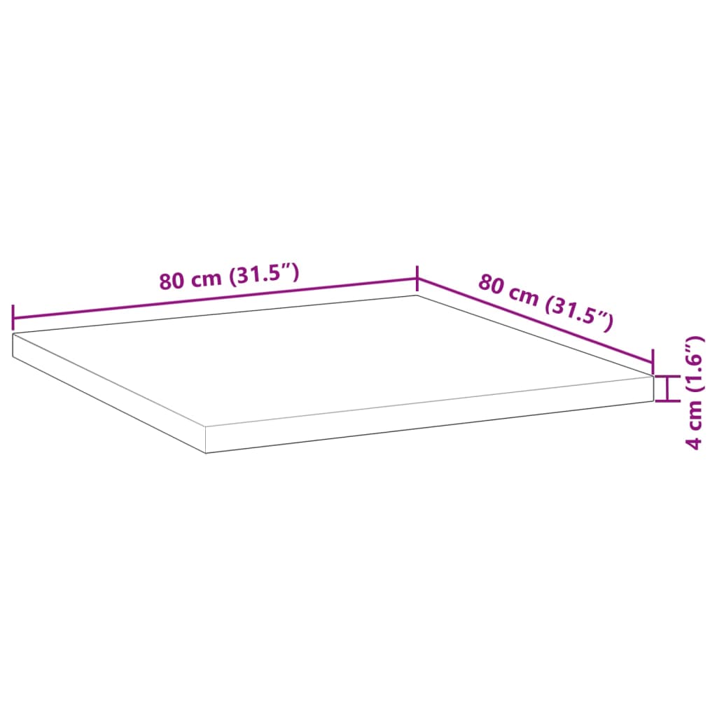 Tafelblad vierkant 80x80x4 cm massief acaciahout