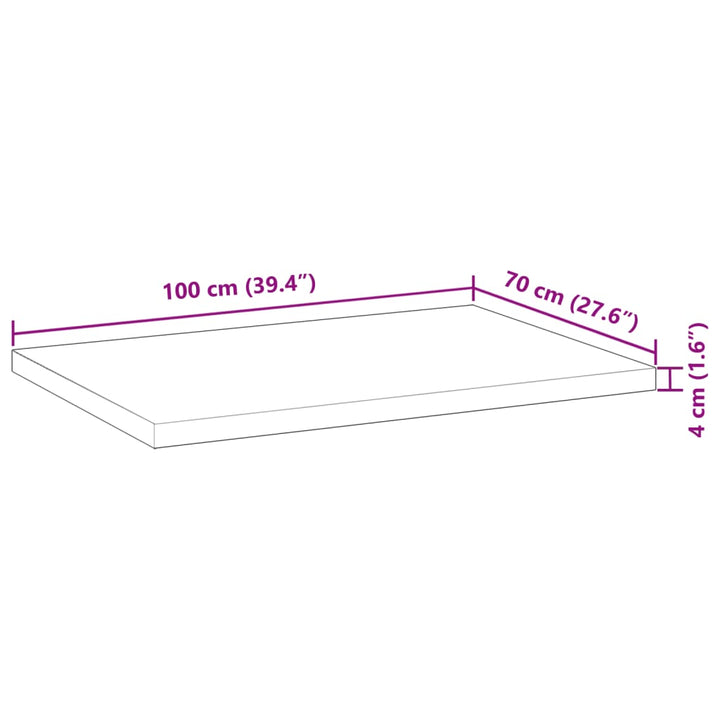 Tafelblad rechthoekig 100x70x4 cm massief acaciahout