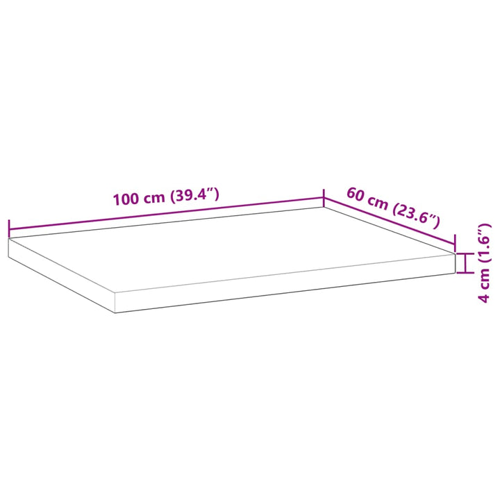 Tafelblad rechthoekig 100x60x4 cm massief acaciahout