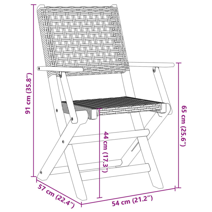 5-delige Tuinset poly rattan en massief hout beige