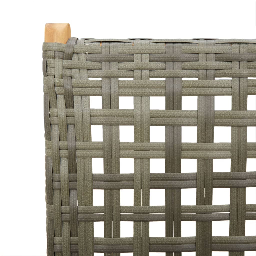 7-delige Tuinset poly rattan en massief hout grijs