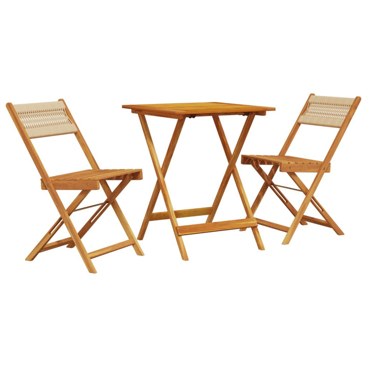 3-delige Bistroset polypropeen en massief hout beige